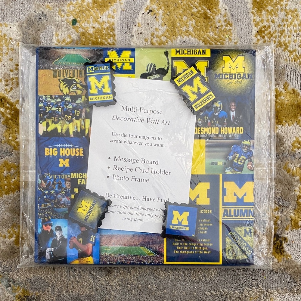 🆕 University of Michigan Wolverines Decorative Wall Art Set with Magnets 🔵🟡